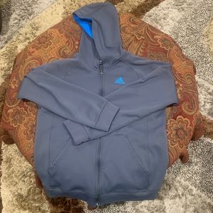 Grey and Blue Adidas Zip Up